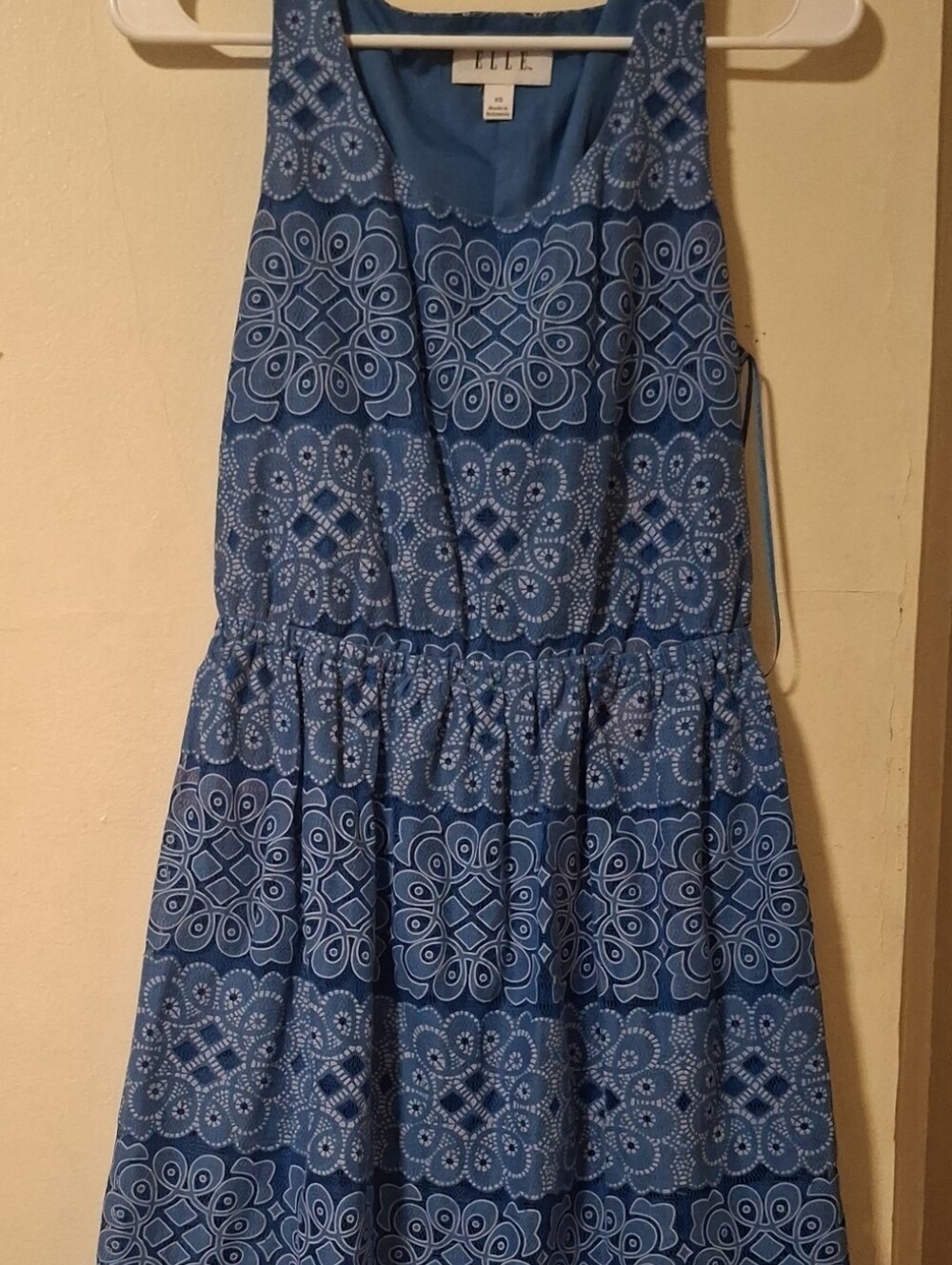 lilt Girls' Blue Patterned Sleeveless Casual Dress